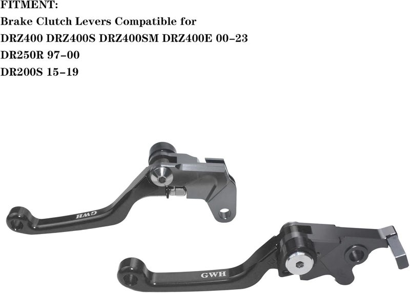 Adsspro Motorcycle Billet Foldable Brake Clutch Lever Handle CNC Aluminum Pivot for DRZ400 DRZ400S DRZ400SM DRZ400E 00-23 DR250R 97-00 DR200S 15-19 Dirt Pit Bike Motocross Motorbike - Image 2